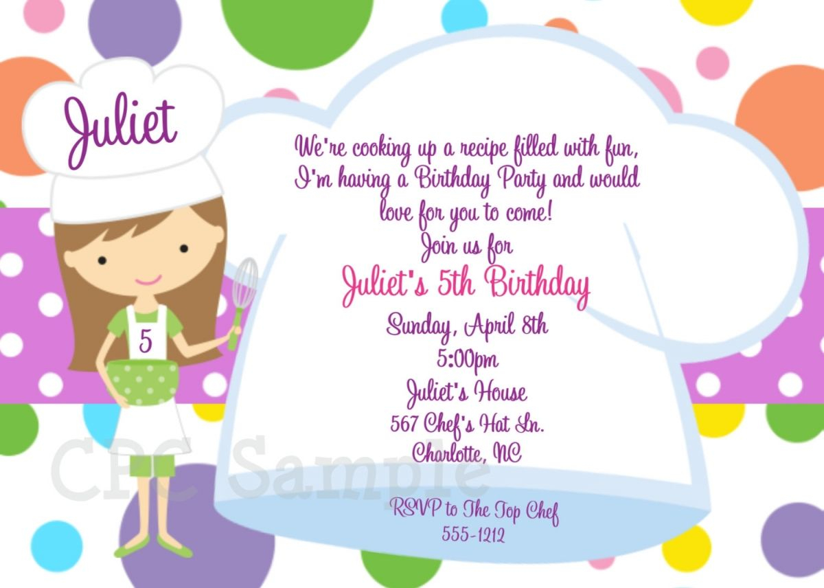 Kids Cooking Party Invitations Templates Kids Cooking Party Baking 