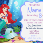 Little Mermaid Birthday Invitation Templates Editable Docx