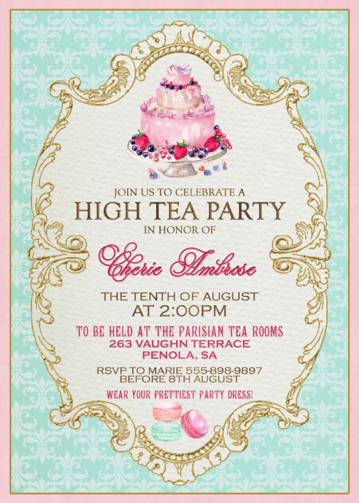 Marie Antoinette Invite High Tea Invitations Tea Party Bridal Shower 