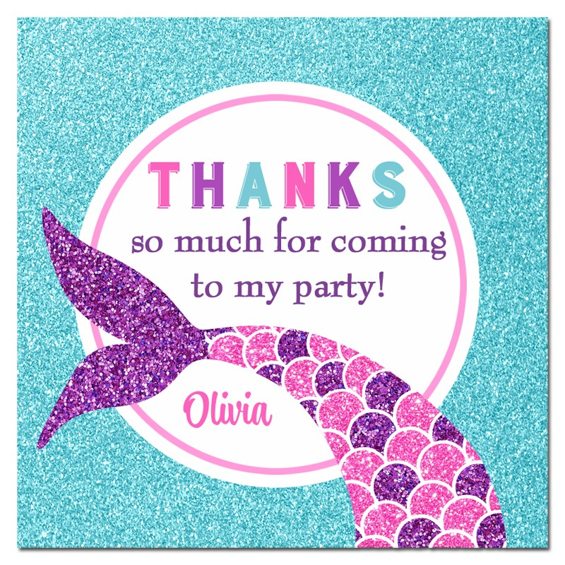 Mermaid Favor Tag By That Party Chick Pink And Purple Sparkle