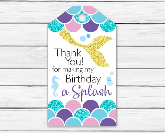 Mermaid Thank You Tags Printable Thank You Favor Tags Under Etsy