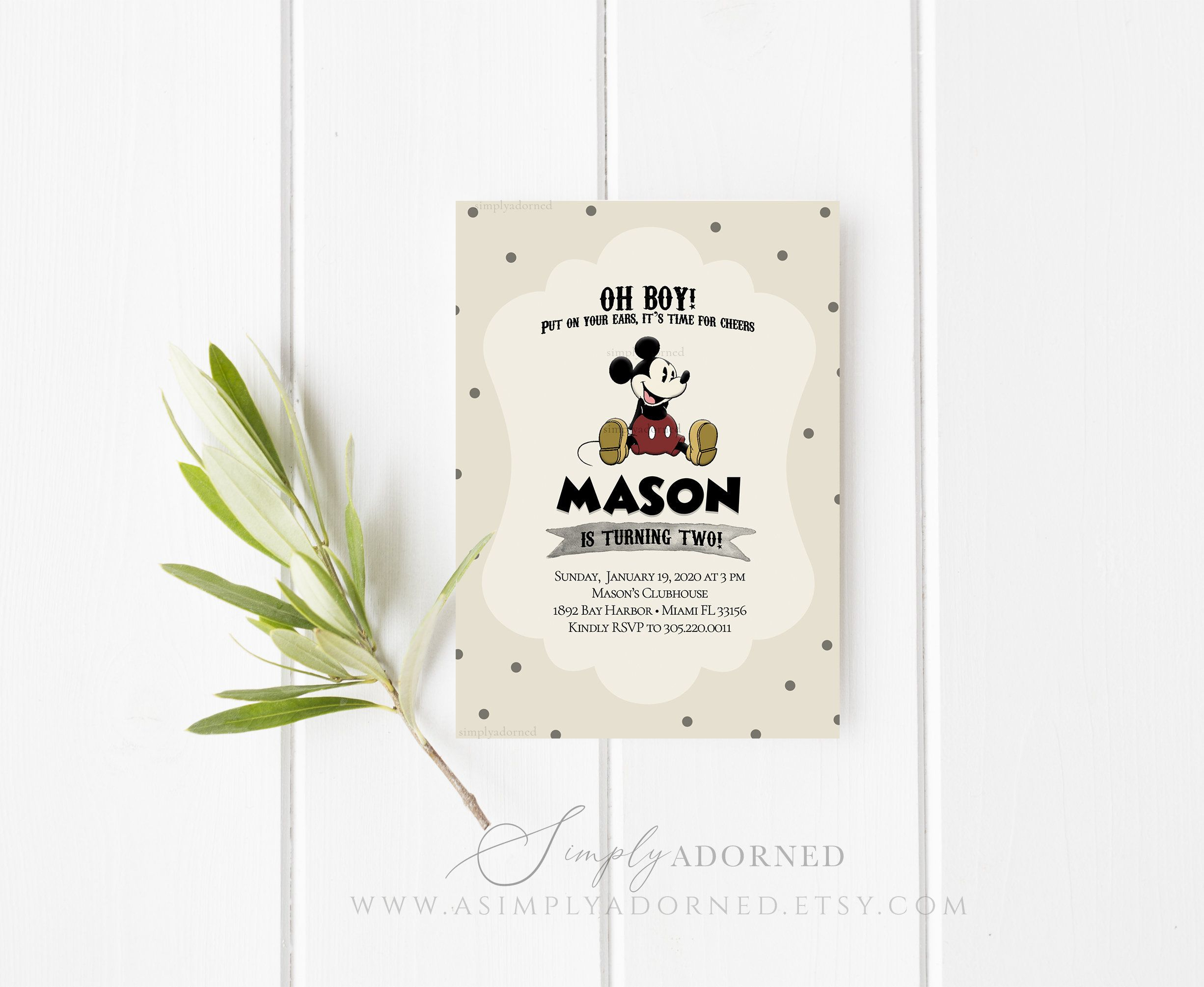 Mickey Mouse Birthday Invitation Classic Vintage Mickey Mouse Birthday 