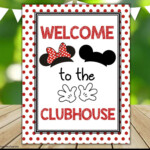 Mickey Mouse Party Sign Welcome Sign Red And Black Mickey Etsy