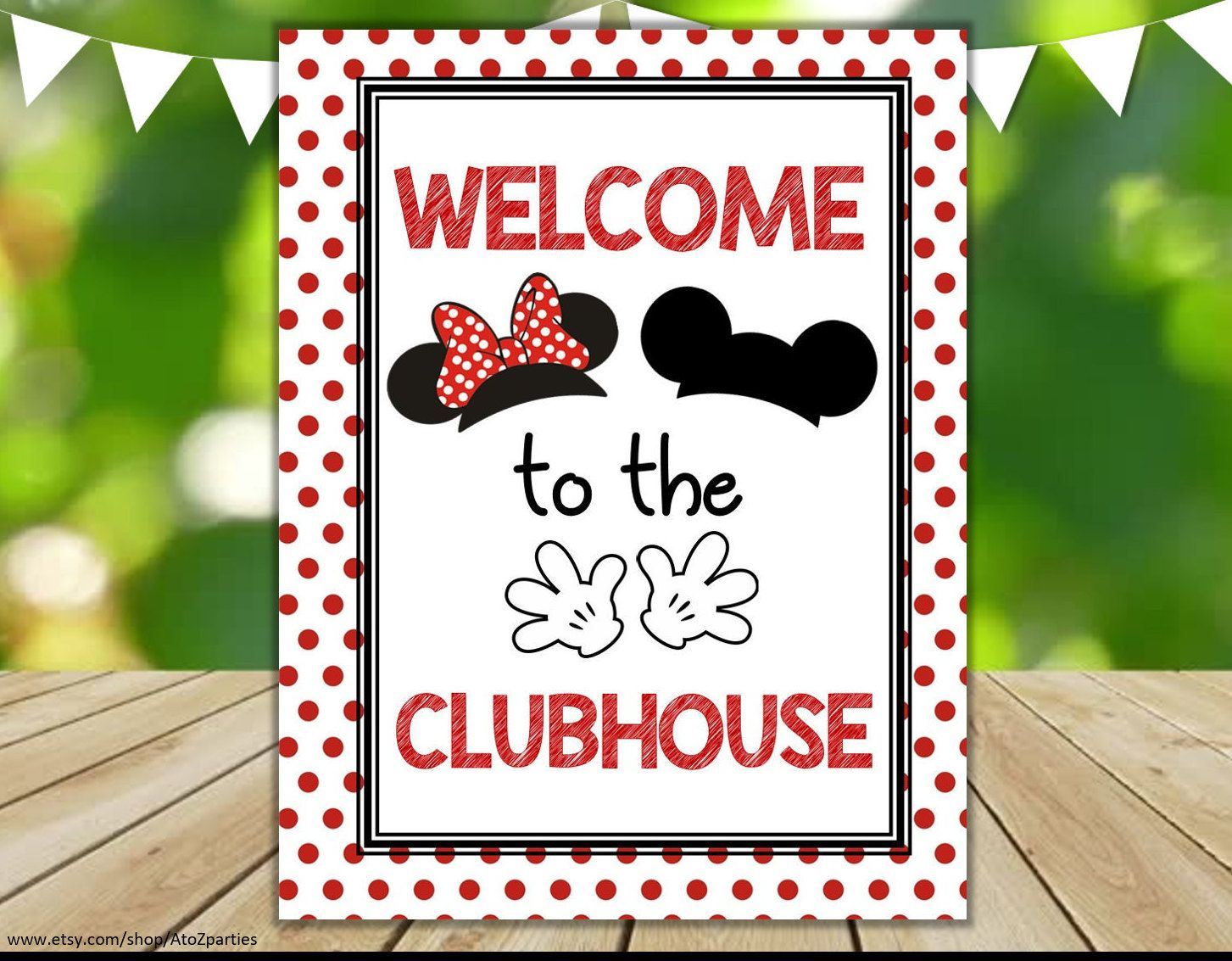 Mickey Mouse Party Sign Welcome Sign Red And Black Mickey Etsy