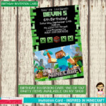 MINECRAFT Birthday Invitation Card Minecraft Invitation Card