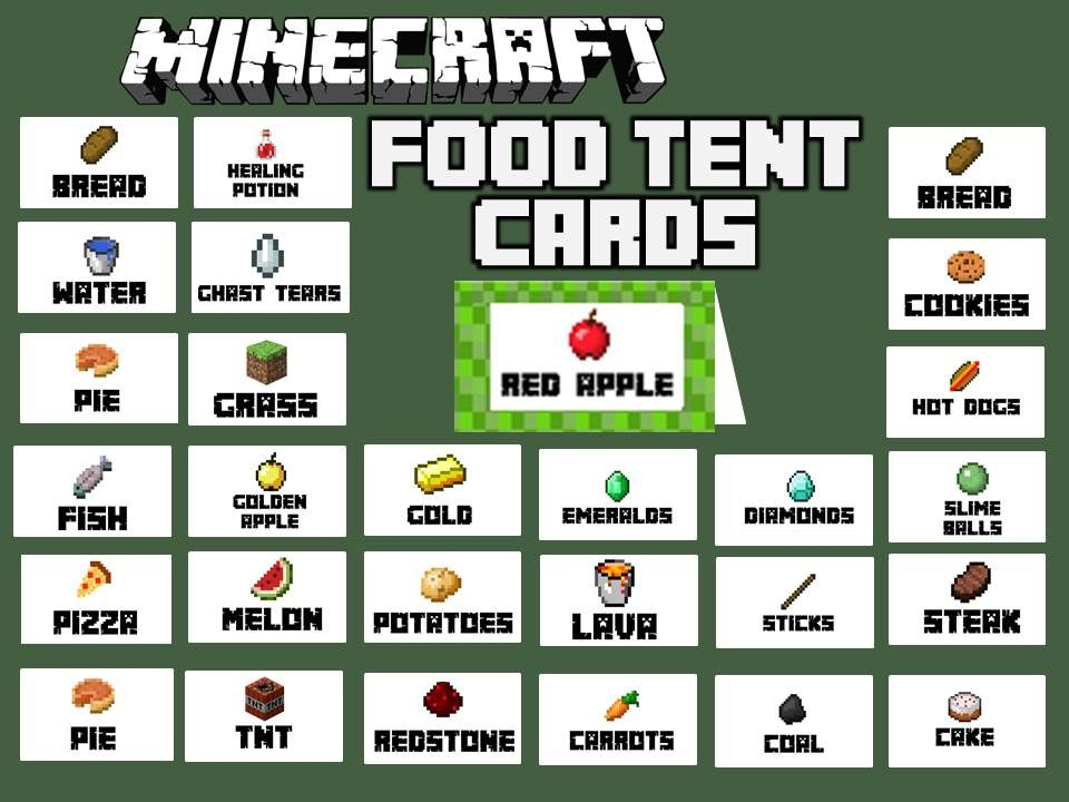 Minecraft Printable Food Labels Google Search Minecraft Food Diy 