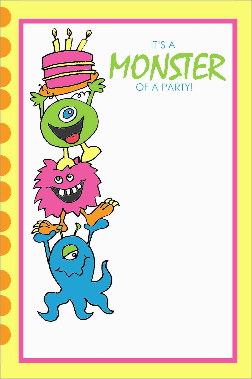 Monster Party Invitations Templates Business Template Ideas