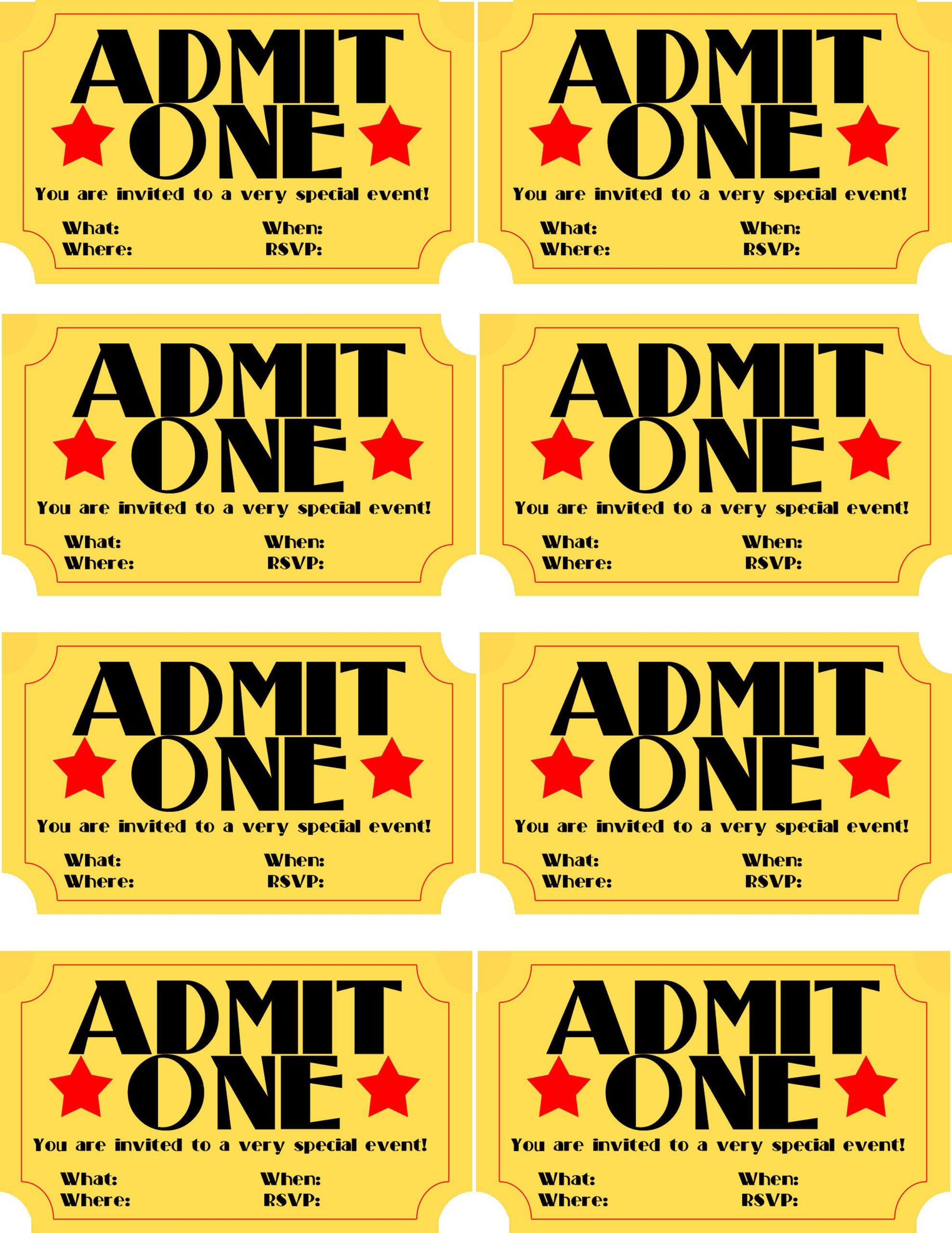 Movie Ticket Free Printable