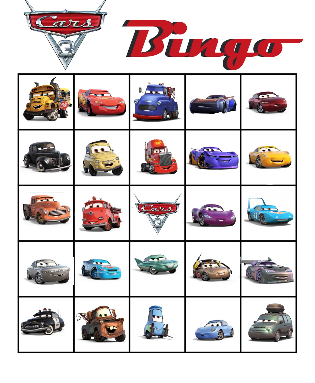 Musings Of An Average Mom Cars 3 Bingo