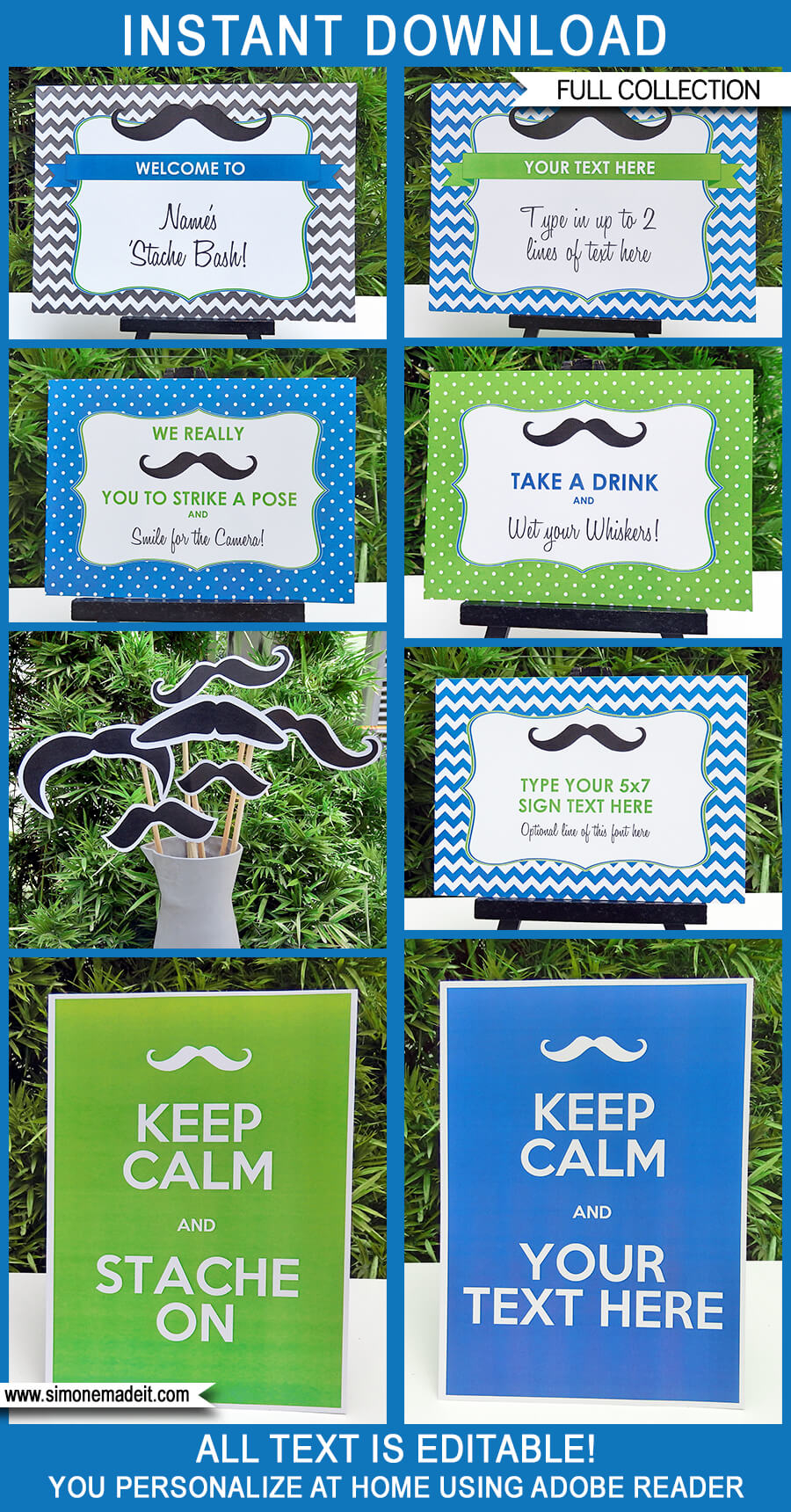 Mustache Party Printables Invitations Decorations Little Man Theme