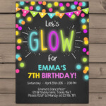 Neon Glow Party Invitation Glow Birthday Invitation Glow In The Dark