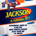 Nerf Birthday Invite Awesome Digital Invitation