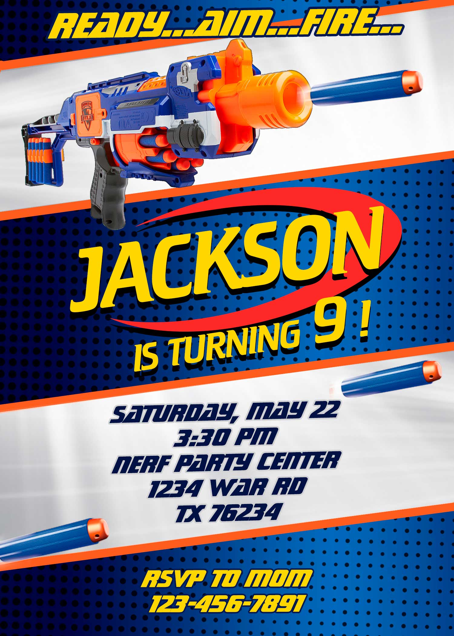 Nerf Birthday Invite Awesome Digital Invitation