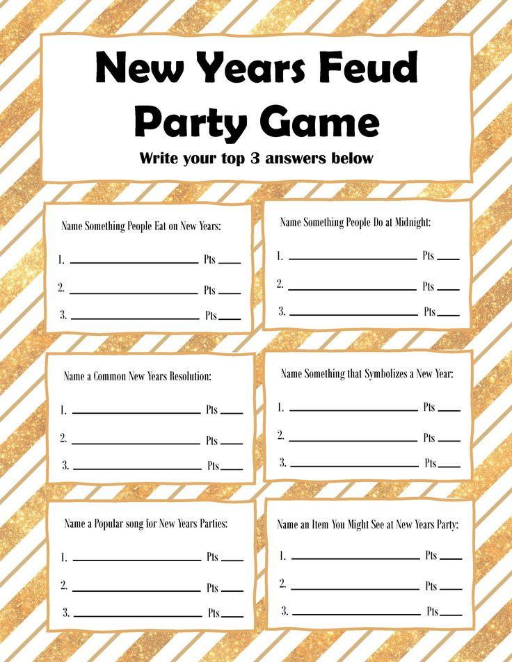 New Years Eve Family Feud Party Game Free Printable New Year s Eve 