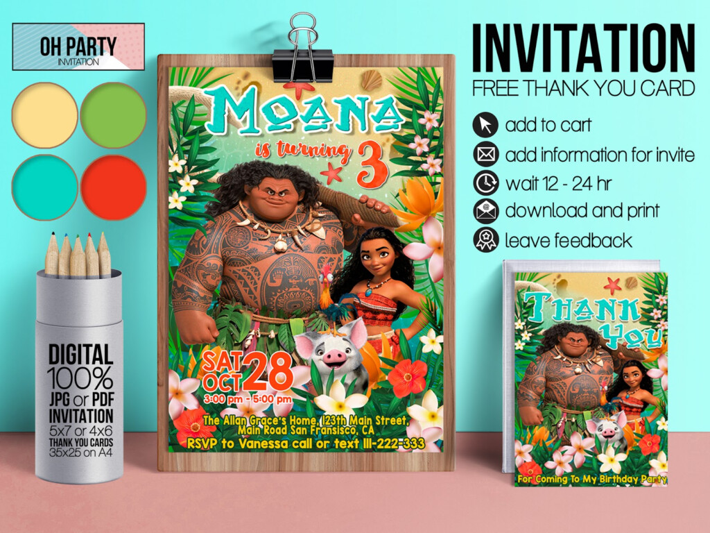 Oh Party Invitation Design Studio MOANA PRINTABLE PARTY DECORATION KIT