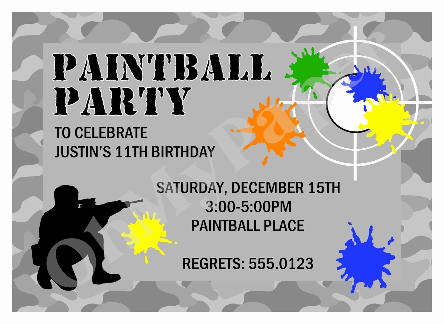 Paintball Party Invitation Template Free Beautiful Paintball Party