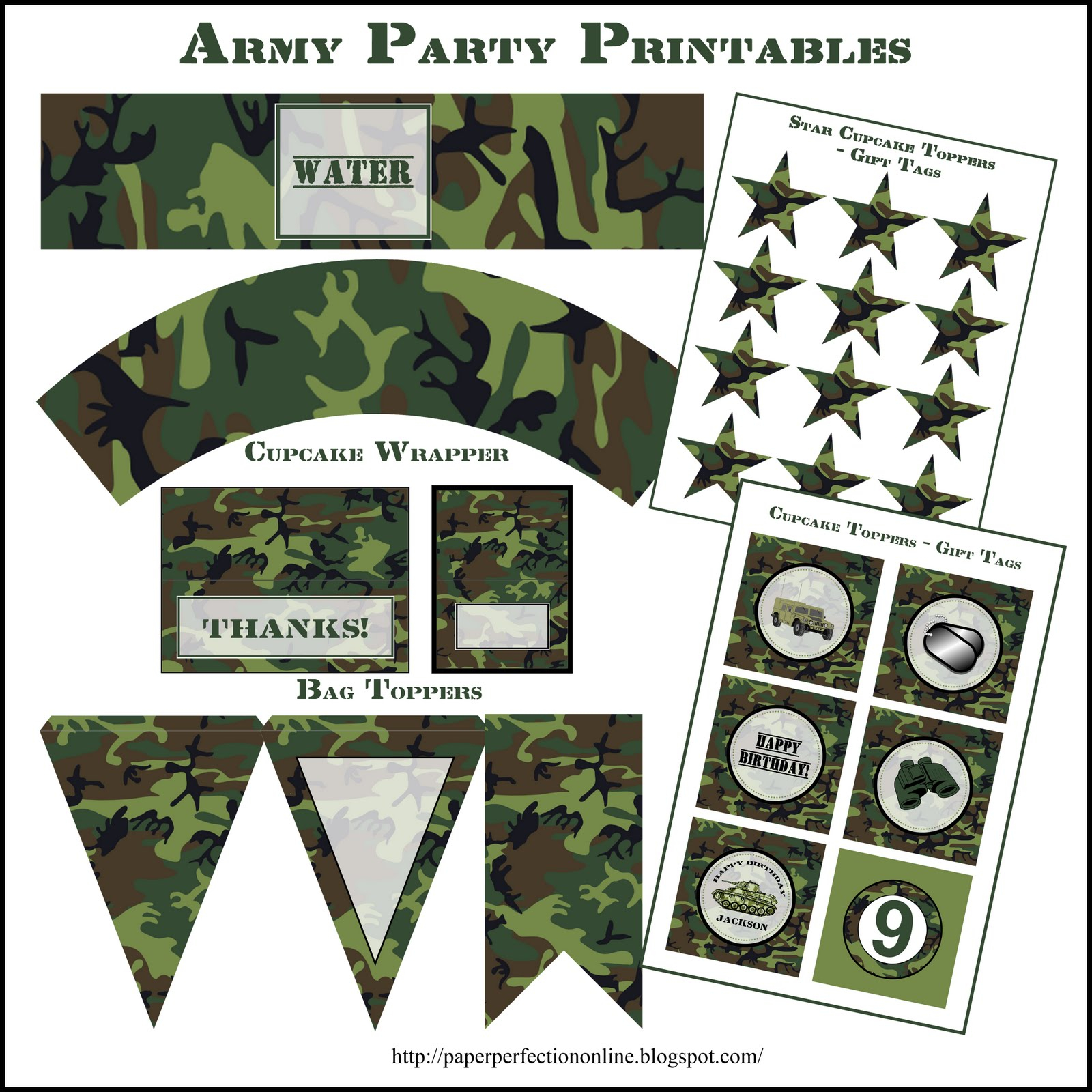 Paper Perfection Army Party Printables