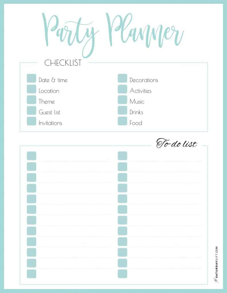 Party Planner Checklist Template Free