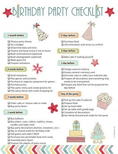 Party Planning Template FREE Birthday Party Checklist