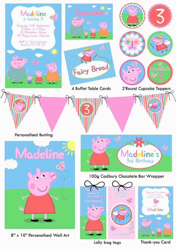 Personalised Party Printables Peppa Pig Birthday Party Peppa Pig 