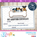 Pet Adoption Certificate Printable Intended For Pet Adoption