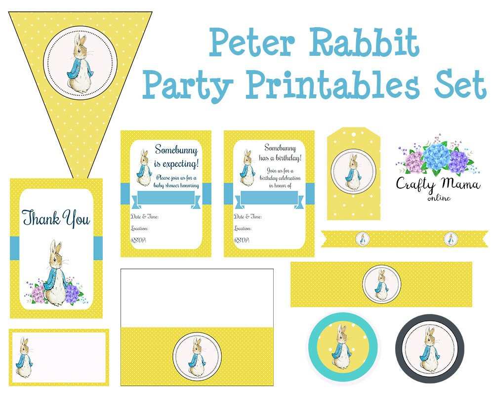 Peter Rabbit Party Printables Set INSTANT DOWNLOAD Birthday