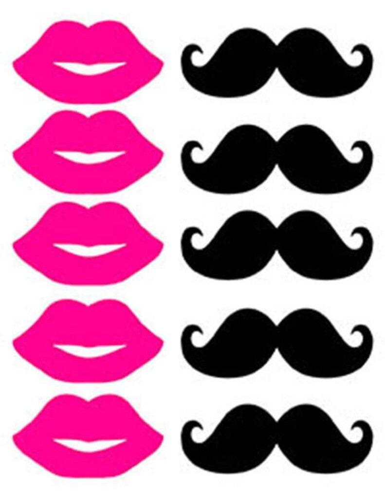 Photo Booth Props Mustache And Hot Pink Lips WeddingBridal Etsy In 