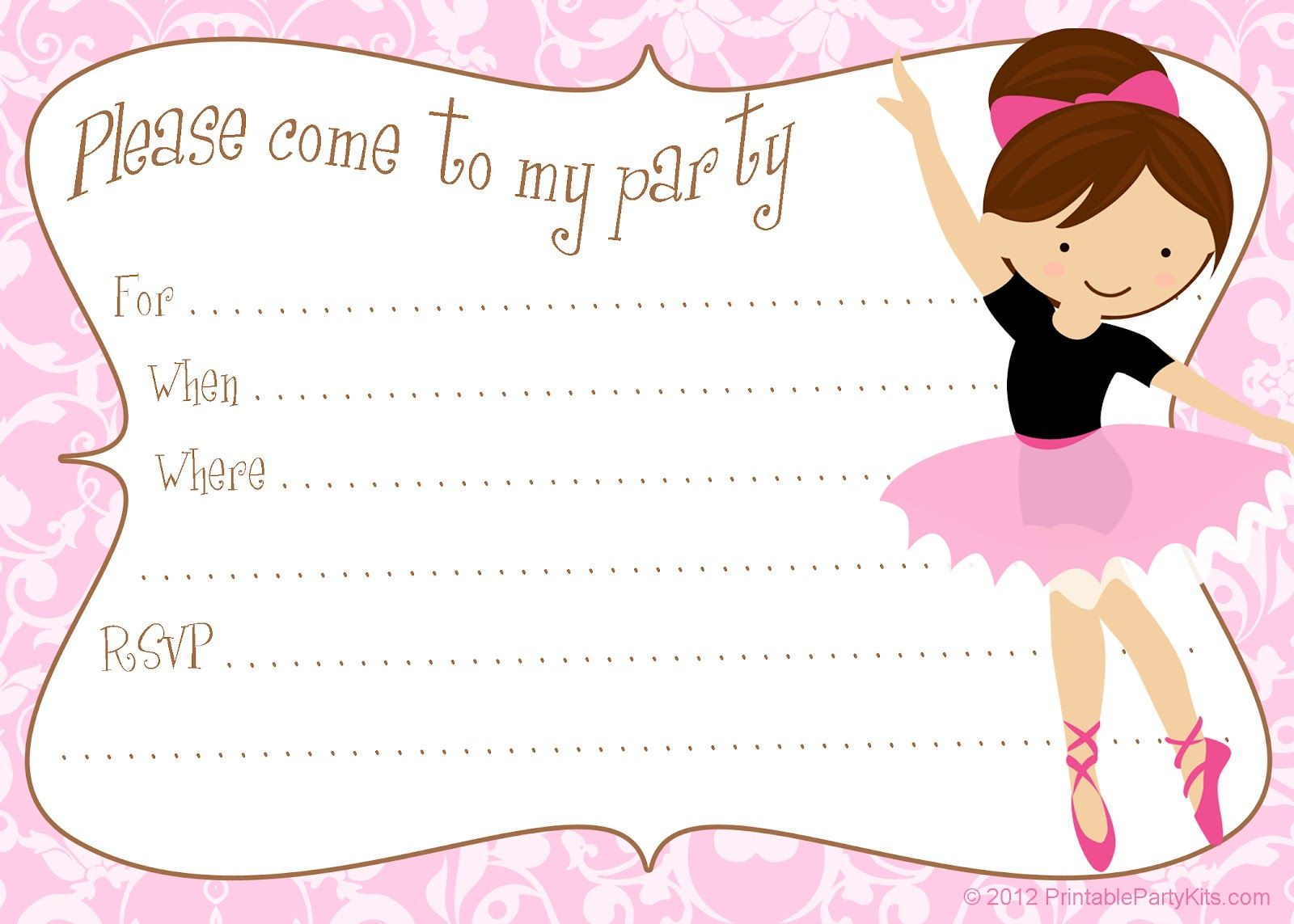 Pin By Carla Chadwick On Party Printables Ballerina Party Invitations