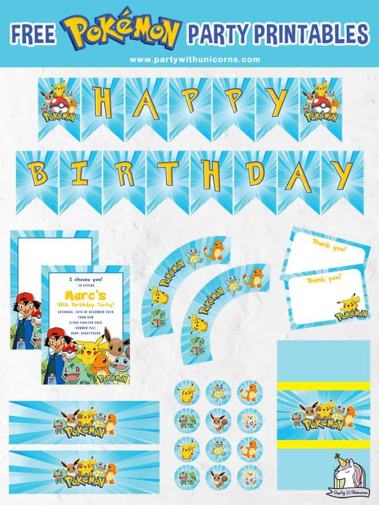 Pok mon Party Printables Free Download Pokemon Cake