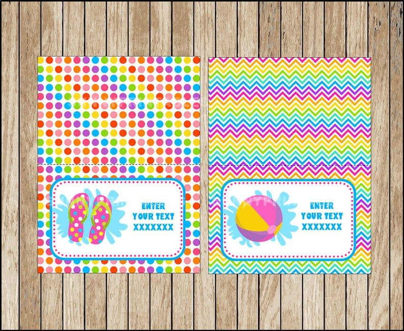 Pool Party Food Labels Printable Pool Party Tent Cards Pool Etsy 