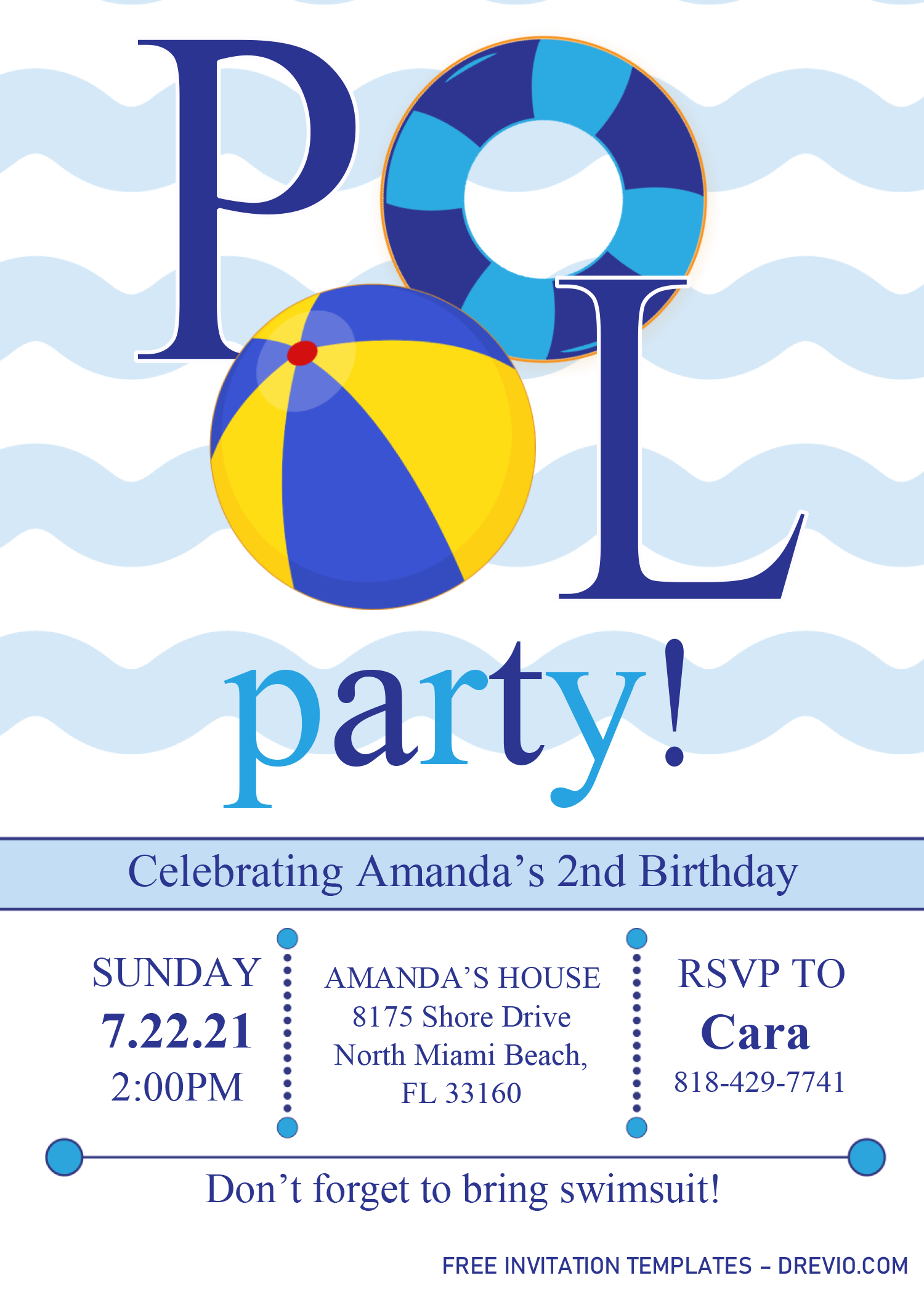 Pool Party Invitation Templates Editable Docx Party Invite