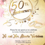 Printable 50th Wedding Anniversary Invitations Printable Blank World