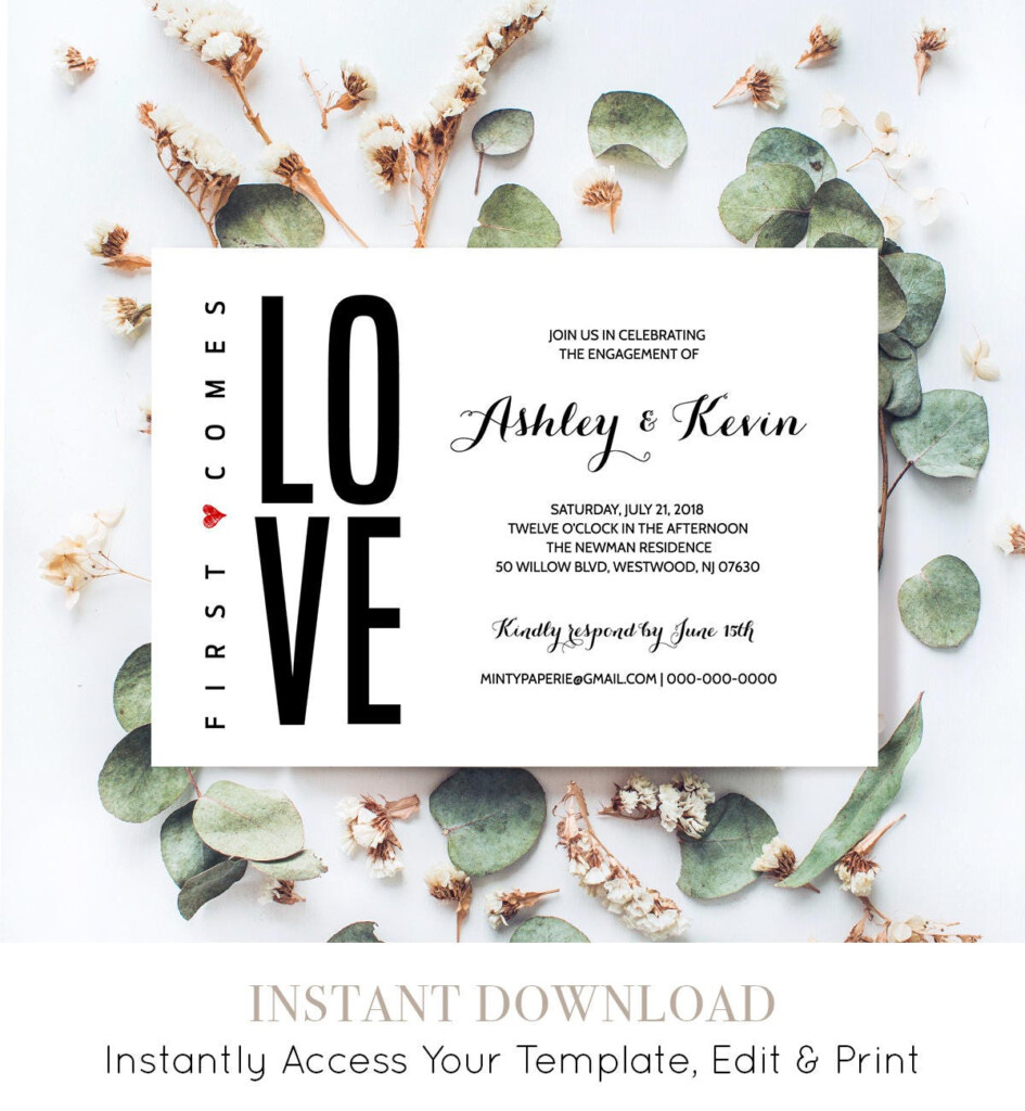 Printable Engagement Party Invitation Template Modern Engagement 