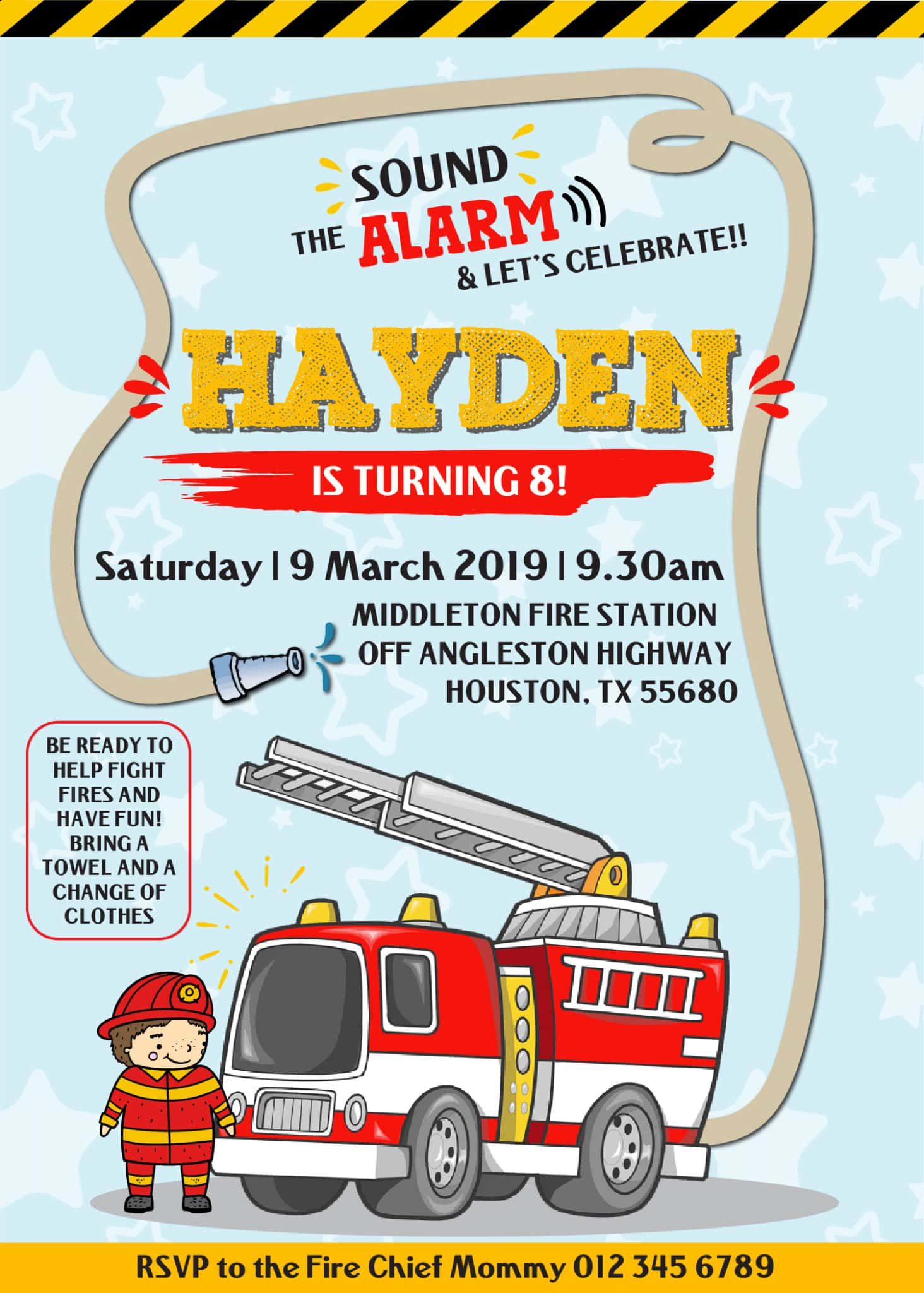 Printable Firefighter Invitation Print It Yourself Firestation 