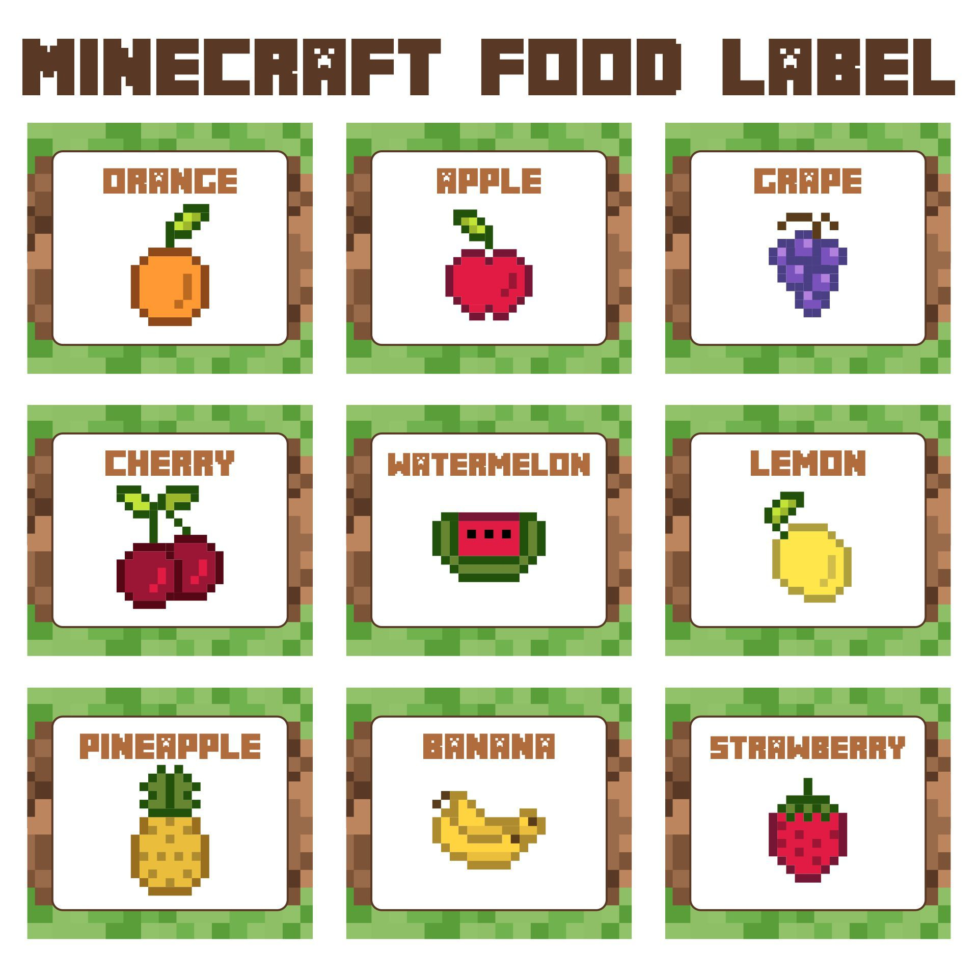 Printable Minecraft Food Label Template Food Label Template Label 