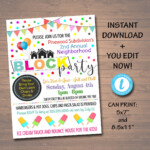 Printable Neighborhood Block Party Invitation Template Free Printable