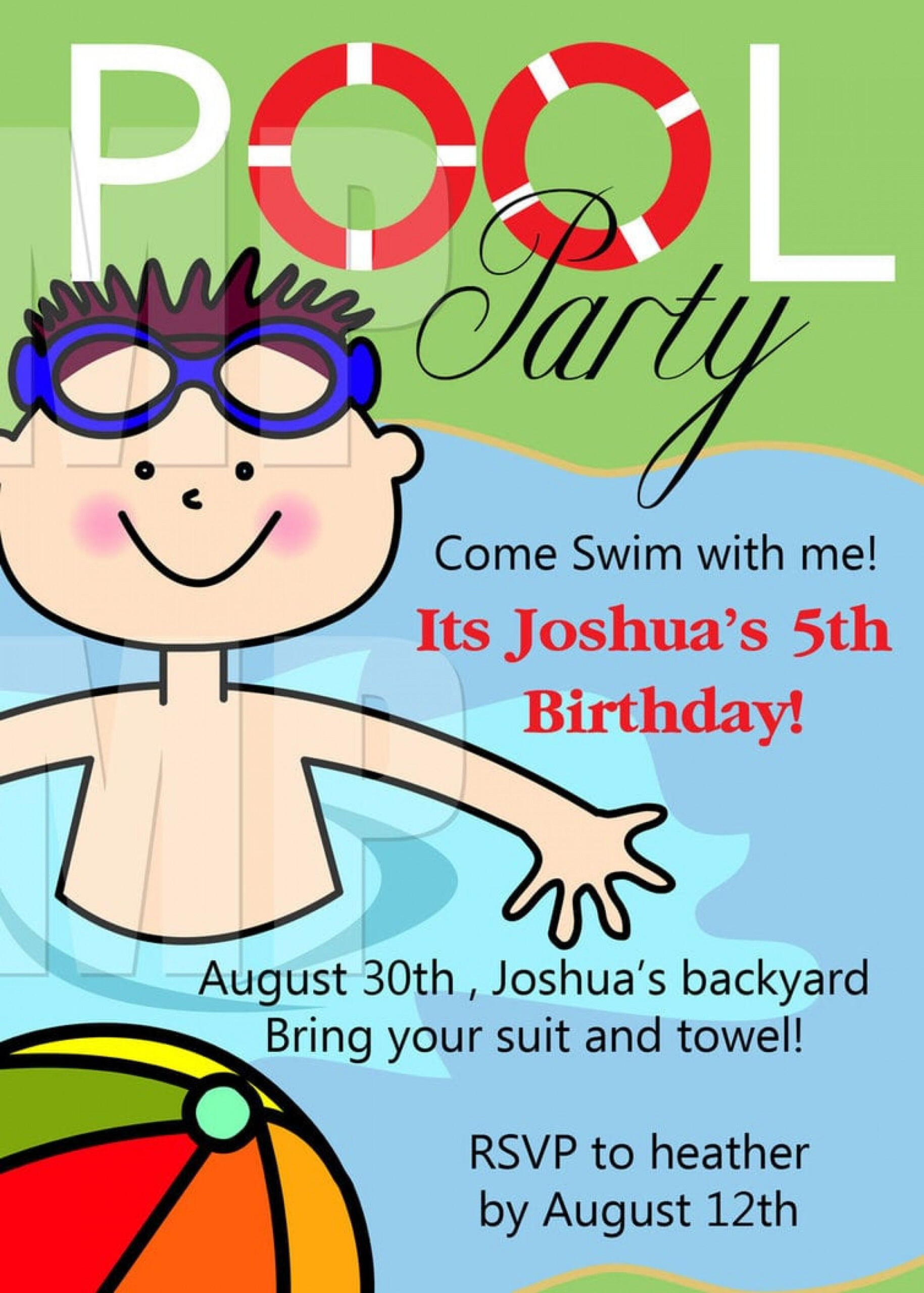 Printable Pool Party Invitations Pool Party Invitations Printable 