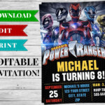 Printable Power Rangers Invitation PDF Printable Birthday Party