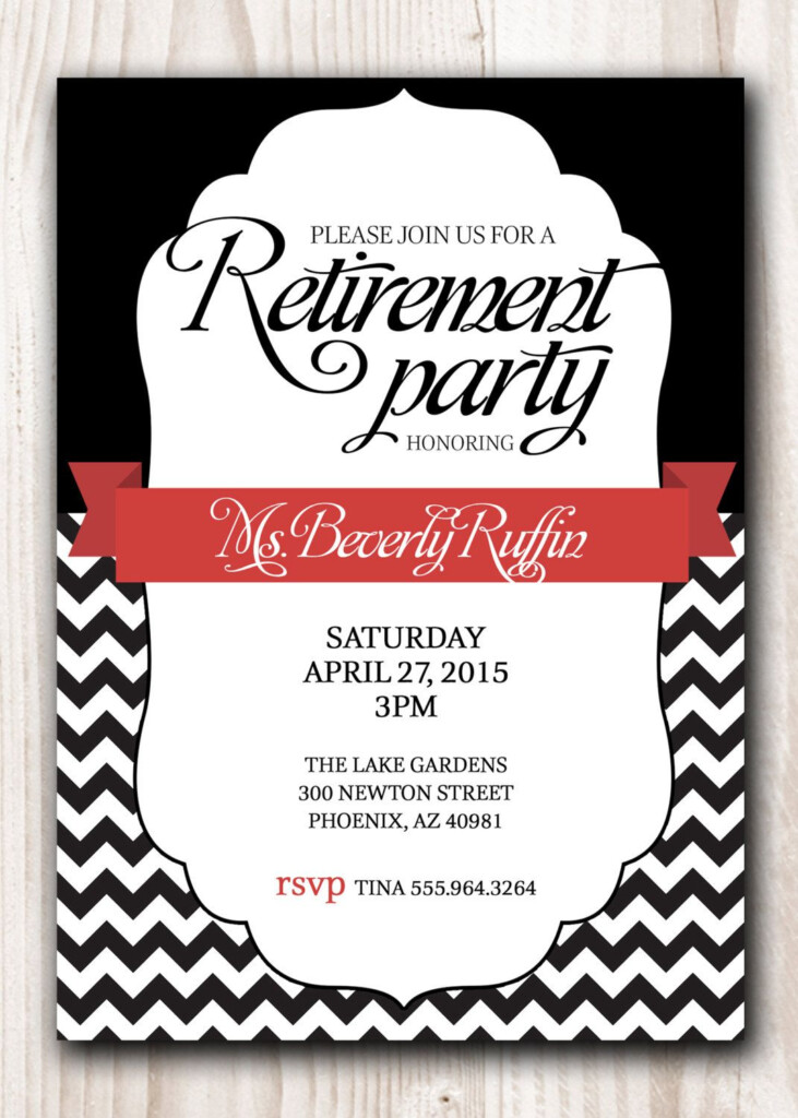 Printable Retirement Party Invitation Beautiful With Chevron Design And 