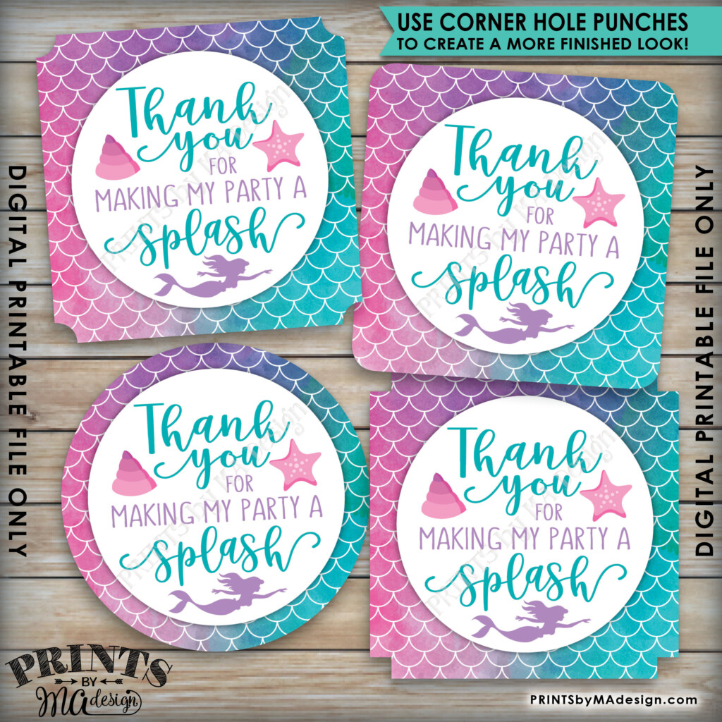 Printable Template Party Favor Free Printable Mermaid Thank You Tags 