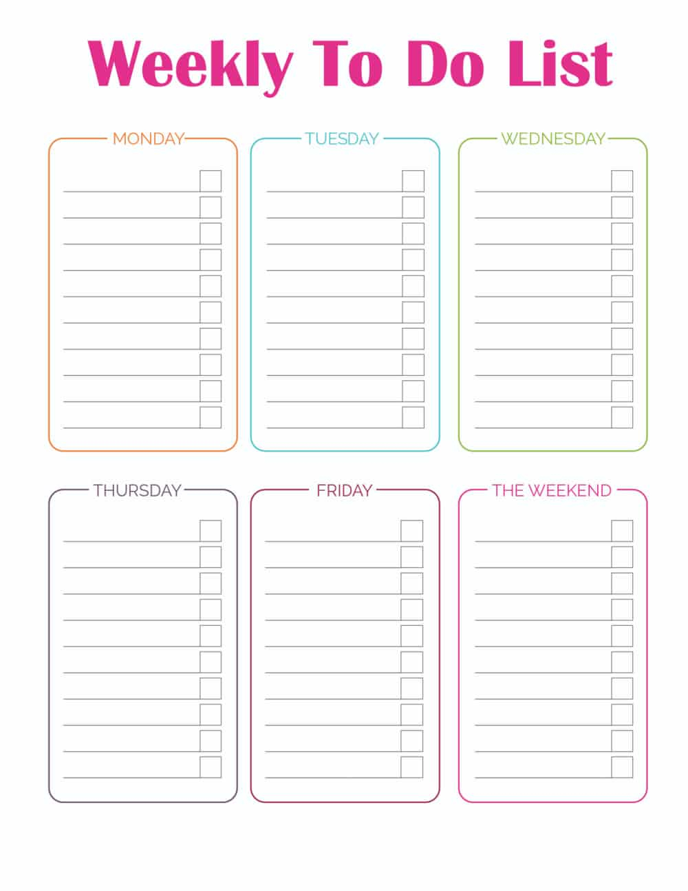 Printable Weekly To Do List Template Printable Templates