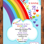 Rainbow Happy Birthday Party Invitations For Child s 7th Birthday Party