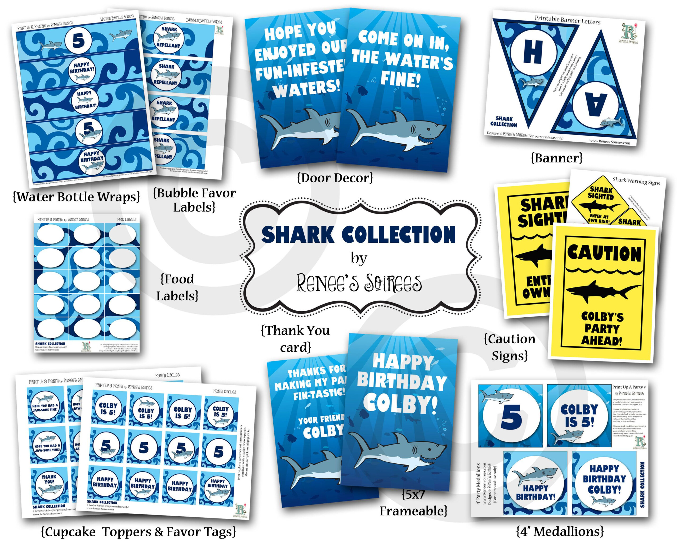 Real Party Shark Party Birthday Party Printables Shark Birthday