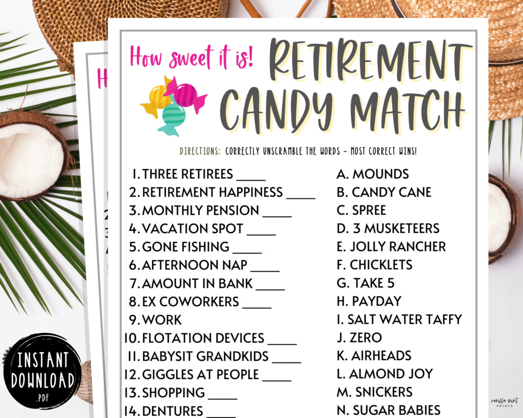 Retirement Party Games Retirement Candy Match Fun Etsy Israel