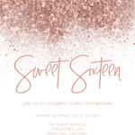 Rose Gold Invitation Sweet 16 Birthday Invitations Etsy Sweet