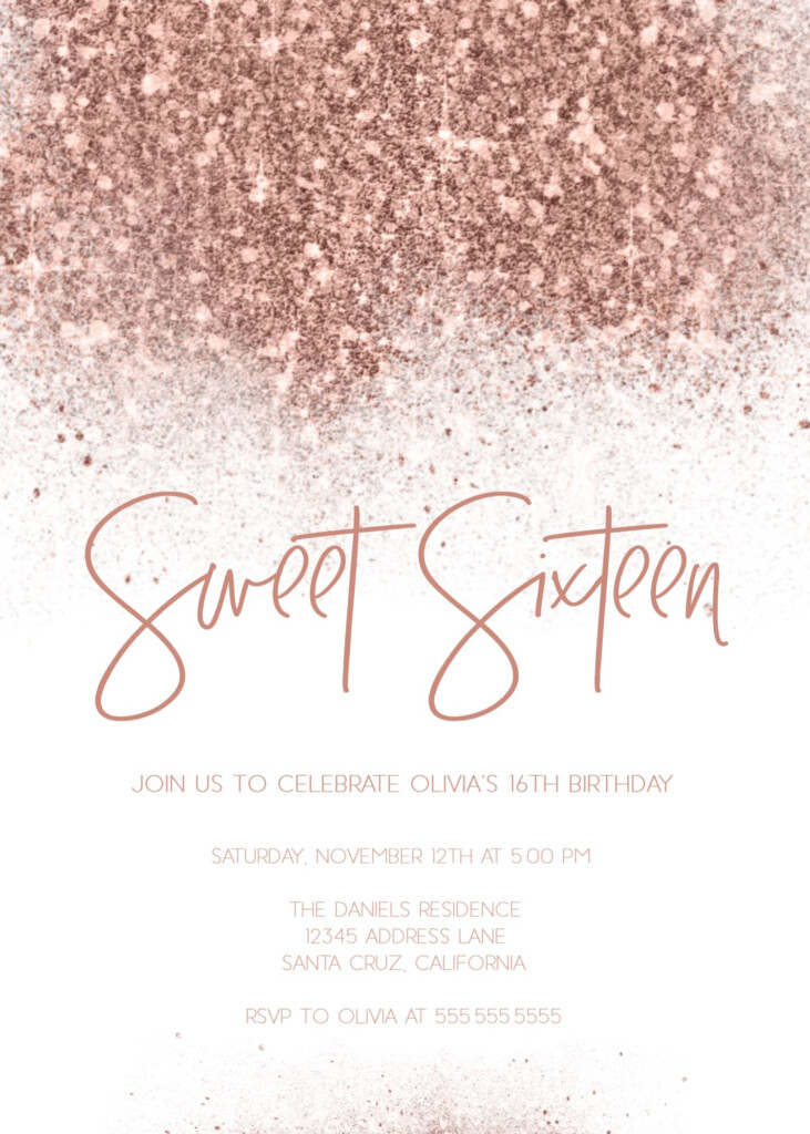 Rose Gold Invitation Sweet 16 Birthday Invitations Etsy Sweet 