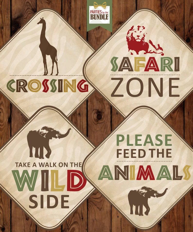 Safari Birthday Party Signs Safari Birthday Printables Etsy