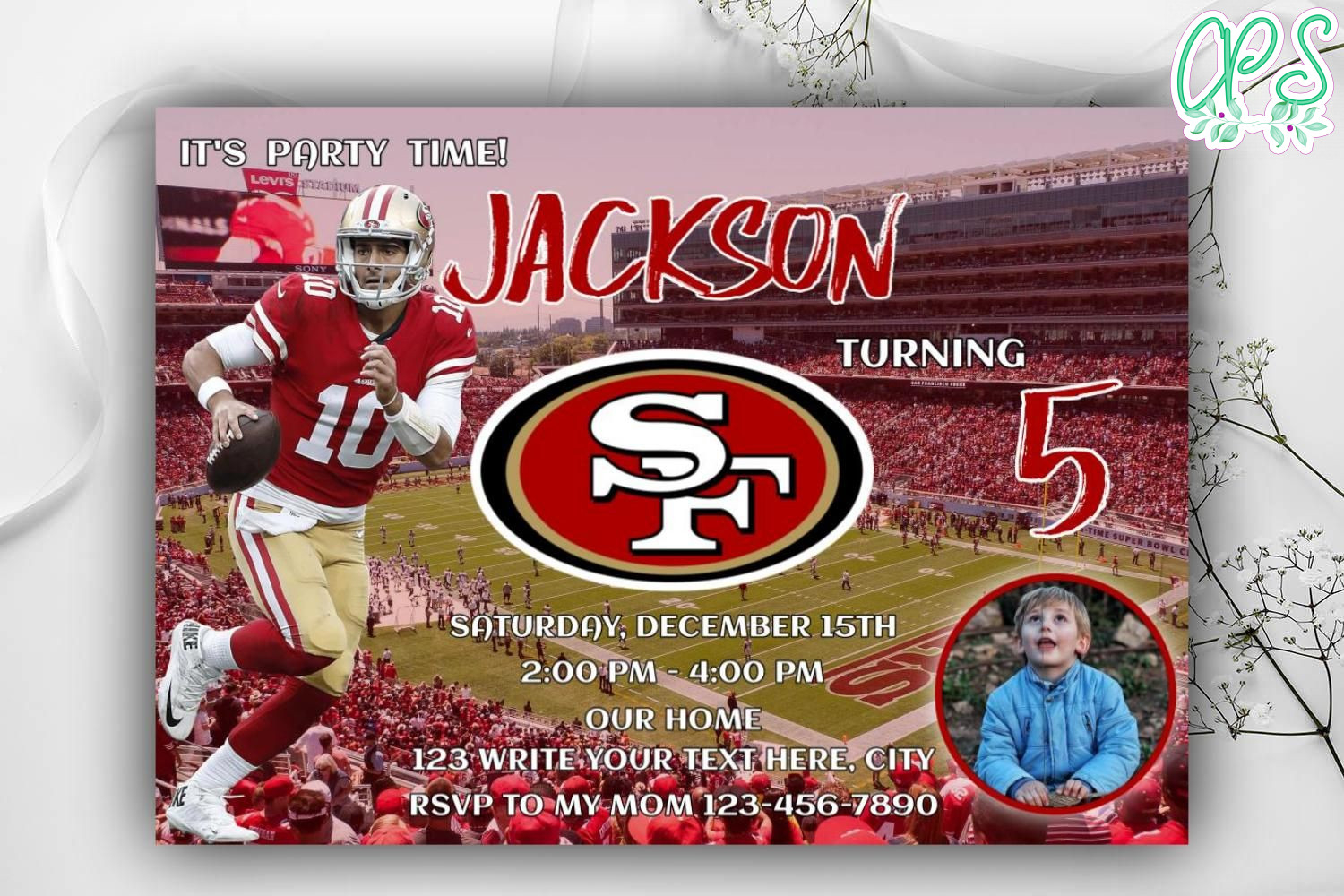 San Francisco 49ers Birthday Invitation Instant Download 