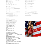 Song Worksheet Party In The USA By Miley Cyrus