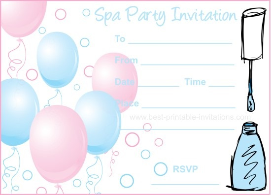 Spa Party Invitations